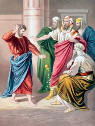 Judas omvender sig og giver i anger de tredive sølvmønter tilbage